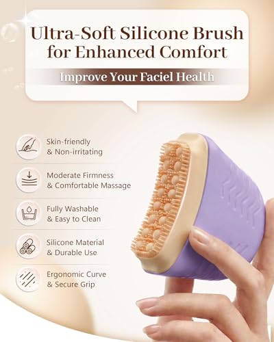 Lavender Upgraded Silicone Lymphatic Face Brush for Contouring & Puffiness Reduction