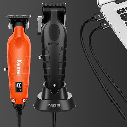 KEMEI Cordless Hair Clippers & Trimmers Set Orange 2293+2296