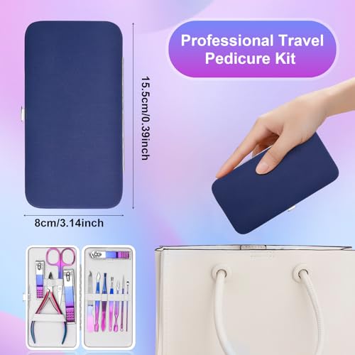 Colorful 12-Piece Manicure Set with Travel Case - Nail Clipper Kit for Men & Women