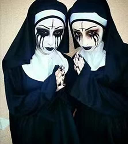 Halloween Nun Costume Accessories Set with Face Tattoo