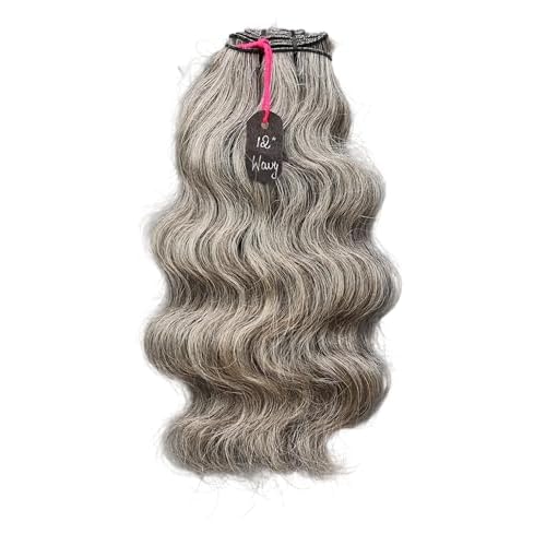Salt & Pepper Wavy Natural Gray Indian Raw Hair Bundles (12" Wavy One Bundle)