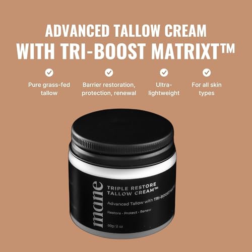 Superior Mane Wrinkle Repair Tallow Balm for Men Grass-Fed Tallow Moisturizer for Dry or Sensitive Skin Anti-Aging Cream to Reduce Wrinkles, Fine Lines & Improve Elasticity ? 2 fl oz