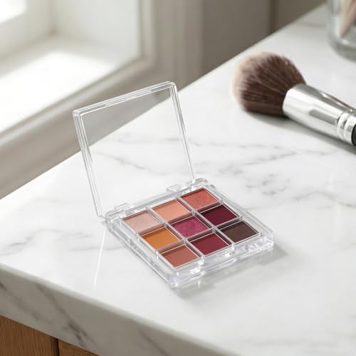 Empty Makeup Palette 9-Grid Depotting Case, Clear Organizer
