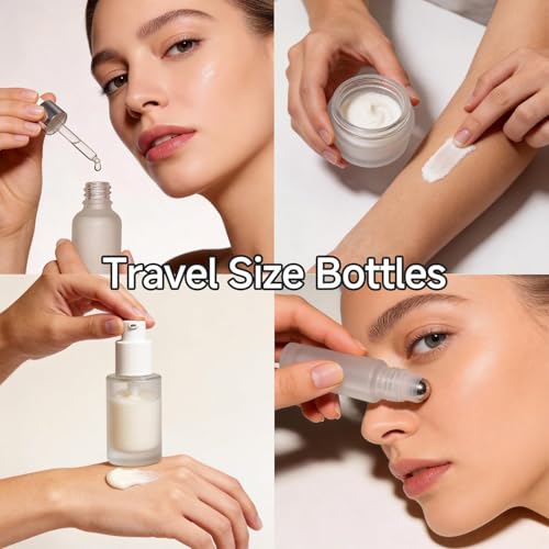 18Pc Glass Travel Bottles Set - TSA Approved, Frosted White