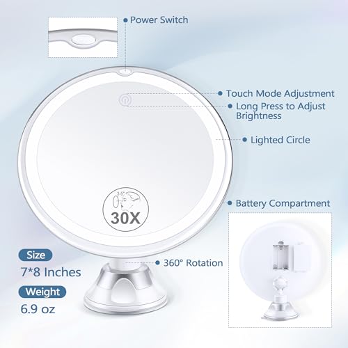 30X Magnifying Mirror with Light – Lighted Makeup Mirror