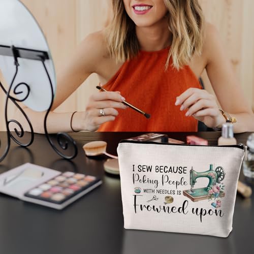 Sewing Gifts Makeup Bag for Sewing Lovers Quilting Gifts for Quilters Hostess Gift Ideas for Women Mother Grandma Christmas Birthday Travel Zipper Pouch