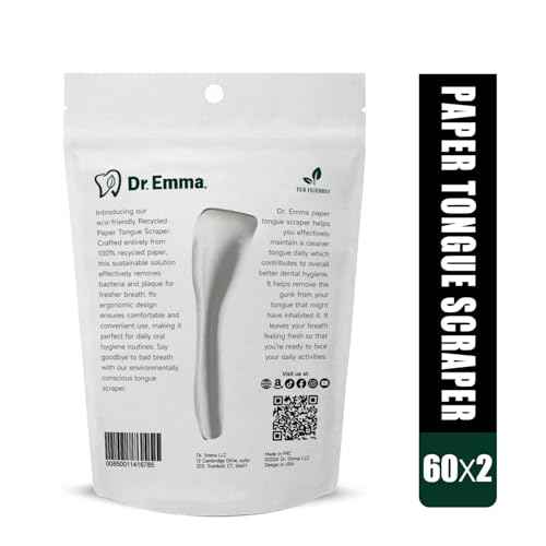 Dr. Emma Tongue Scraper, 120 Count, Disposable Tongue Cleaner for Adults, Paper Hygienic Scraper, Clean Tongue, Promote Fresh Breath (Pack of 2)