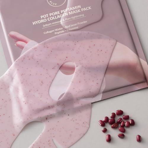HEVEBLUE Pot Pore Peptamin Hydro Collagen Mask Pack 7ea - Hydrating Overnight Hydrogel Mask, Skin Firming, Pore Tightening, Hypoallergenic,Collagen Ampoule Absorbing Over Time