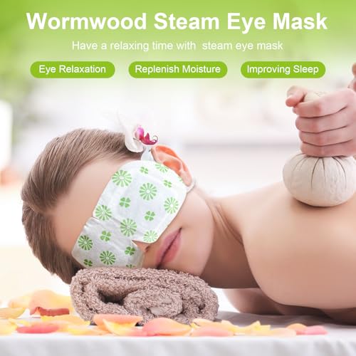 20 Packs Steam Eye Mask, Wormwood Steam Eye Masks Disposable, Self-Heating Relief Heated Eye Mask for Fatigue, Perfect for Home, Sleep, Spa & Travel
