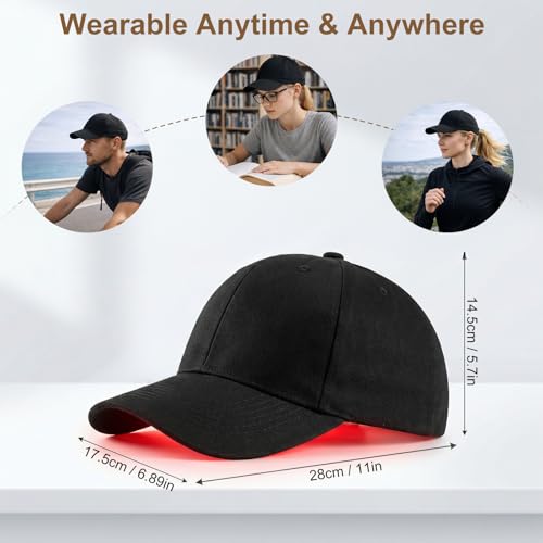 Red Light Therapy for Hair Growth, Built-in Battery & Portable Design, Laser Hair Growth Cap, Red Light Cap for Thicker Hair in Men & Women
