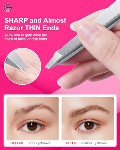 GlamTweeler Expert Slant Tip Tweezers with Leather Case