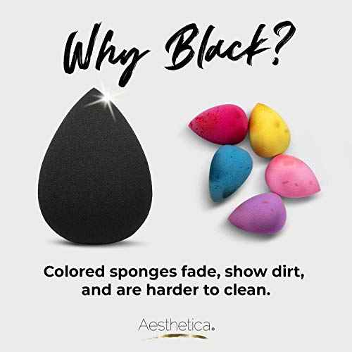Aesthetica Cosmetics Beauty Sponge Blender - Latex Free and Vegan Makeup Sponge Blender - For Powder, Cream or Liquid Application (5 Pack)