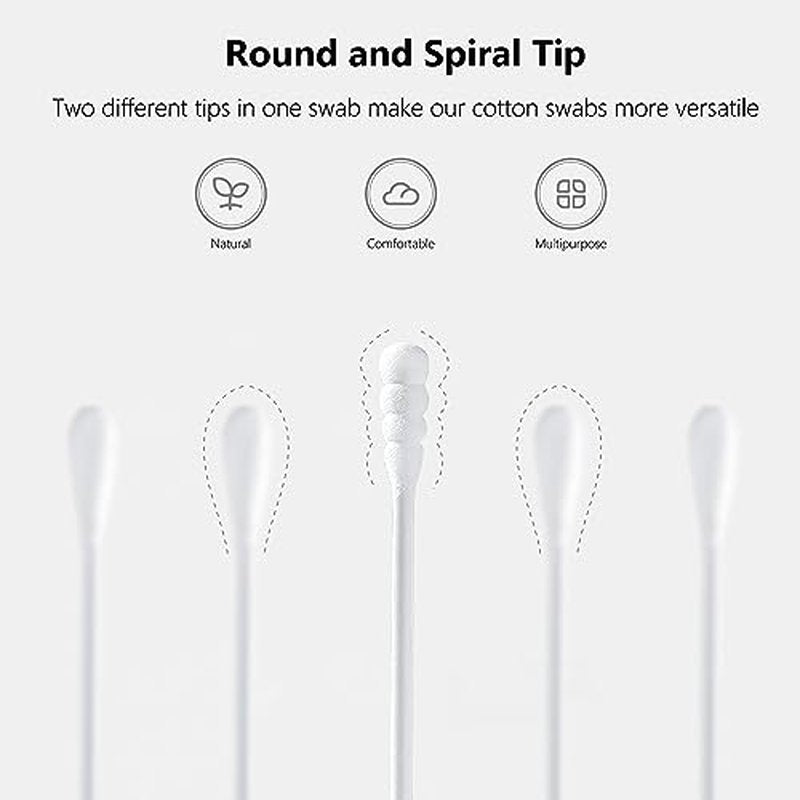 1000pc Baby Cotton Swabs with Round & Spiral Tips