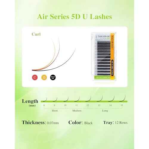 NAGARAKU U Eyelash Extensions Supplies 5D U Lash Easy Fan Russian Volume Crisscross Eyelashes Handwoven U Shaped Mesh Wispy Clusters 12 Rows Eye Lashes Matte Black - 0.07D Curl 8-15 Mix