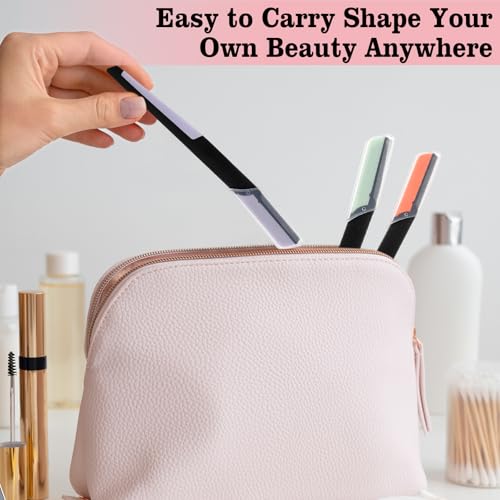 3-Pack Dual-Tone Eyebrow Razor for Women - Exfoliating Face Shaver & Facial Hair Remover | Safe & Precise Beauty Tool for Perfect Brows, Clean Girl Aesthetic, Travel Essentials