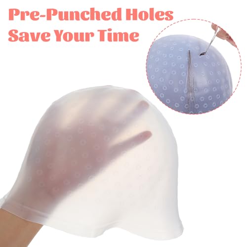 Silicone Hair Highlighting Cap Kit with Hook Needle & Dual Combs