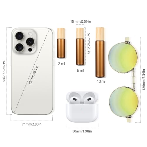Amber Glass Roll On Bottles 5ml, 8 Pack Essential Oil Roller