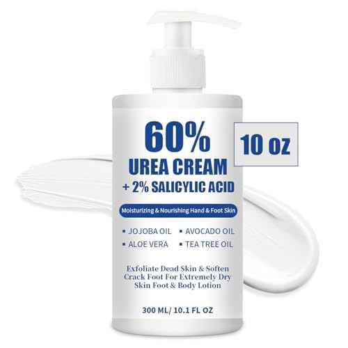 Urea Cream 60% plus 2% Salicylic Acid for Feet Maximum Strength - Lotion For Dry Cracked Feet Elbows Knees Heels Hands, Hydrates Foot Care for Softening and Moisturizing, Callus Remover 10.1oz