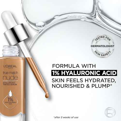 L'Oreal Paris True Match Nude Hyaluronic Tinted Serum Foundation with 1% Hyaluronic acid, Light 2-3, 1 fl. oz.