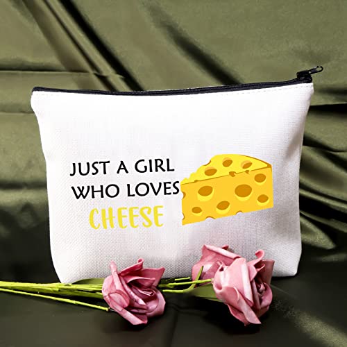 BDPWSS Cheese Gifts For Women Cheese Lover Gifts Just A Girl Who Loves Cheese Cosmetic Bag For Foodie Chef Baker Pastry Gifts Food Lovers Gifts (Girl Loves Cheese)