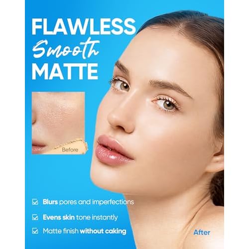 Ultra Cover Powder Foundation, Full Coverage Matte Finish, One-Swipe Flawless Pressed Powder with Oil Control, Lightweight & Long-Lasting, Pore-Blurring for Oily Skin (03 Petal)
