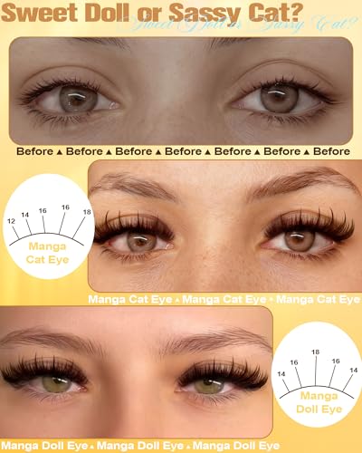 Pleell Dark Brown Manga Lash Clusters Kit - Wispy Eyelash Extensions