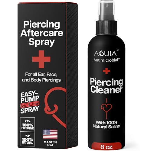 Aquia Piercing Aftercare Spray - Sterile Saline Piercing Cleaner (8 oz)