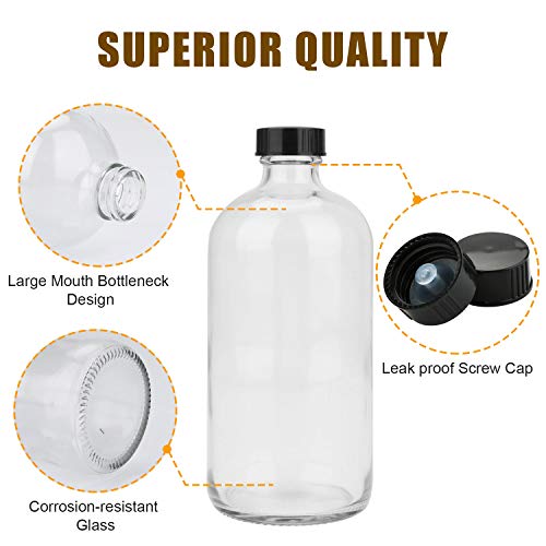 16oz Glass Bottles, 12 Pack Clear Glass Storage Bottles Sets with Lids