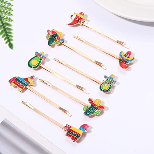 Vokone Mexican Fiesta Hair Clip for Women Enamel Colorful Sombrero Donkey Boppy Pins Clip Hair Barrette Hair Accessories (Donkey,Avocado,Cactus,Pepper)