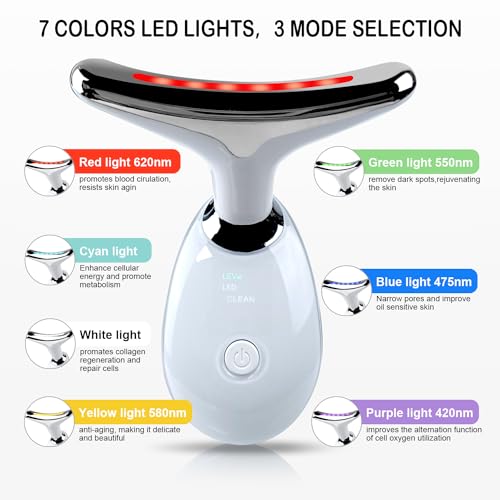 Face and Neck Massager£¬7 Color Multifunctional Facial Skin Care Tools, Led Face and Neck Beauty Device for Home Use