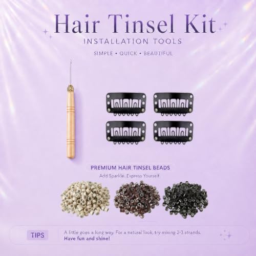 Hair Tinsel Kit 20 Colors with Tools & Beads | 4650 Strands