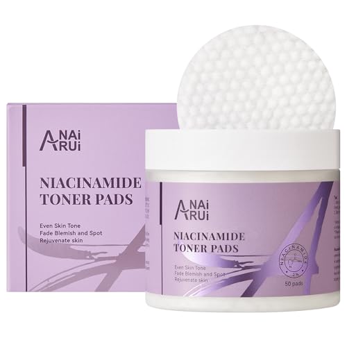ANAI RUI Niacinamide Toner Pads,with Glutathione, Niacinamide, LHA, PHA, Facial Radiance Wipes for Even Skin Tone, Reduce Blemish and Spots 50 Pads