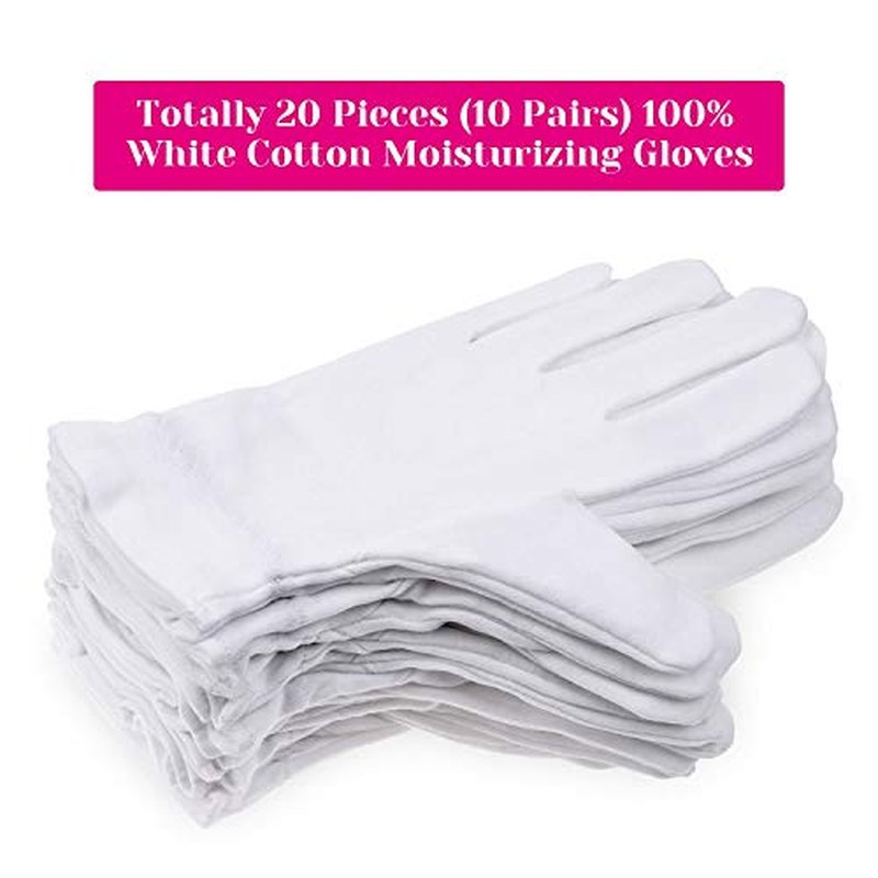 100% Cotton Gloves for Dry Hands & Eczema - 10 Pairs