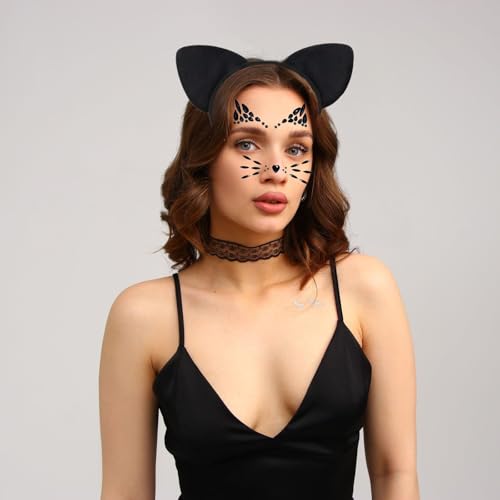 Clown Face Jewel Makeup Sticker Cat Face Gems 3D Gemstone Face Stickers Day of the Dead Temporary Rhinestone Crystal Stones Glitter Body Gems Makeup Stickers for Halloween Carnival Rave Party