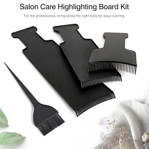 Hair Highlighting Kit - 3 Flat Combs & Brush for Home Salon
