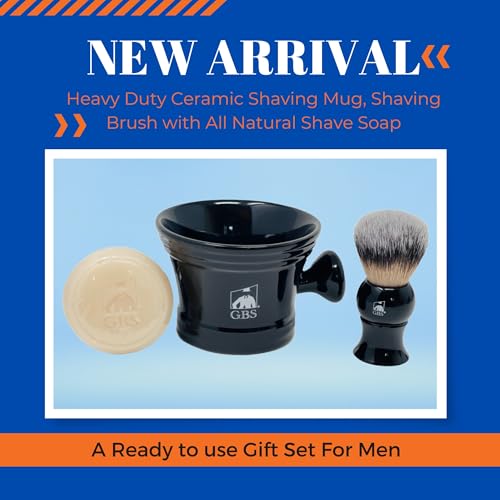 G.B.S GENTS Premium Men's Shaving Kit - 5PC Complete Set with Shave Brush, Sandalwood Aftershave, No.84 Cologne & Ceramic Bowl - Gift Set for Men