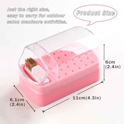 Nail Bit Holder & Nail Drill Bit Cleaner 2 in 1, 30 Holes Nail Drill Holder Organizer Nail Bit Brush Cleaner Drill Bit Holder for Nails Dustproof Stand Displayer Storage Box Tools