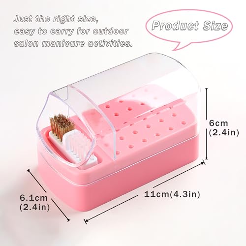 Nail Drill Bit Holder & Cleaner with 30 Holes Storage Box
