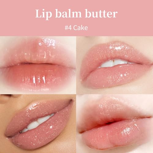 URQT Lip Butter Balm, Hydrating, Nourishing & Softening Lip Care with Natural Oils & Fruit Extracts, Long-Lasting Moisture, Non-Sticky Shine, Soften Dry Lips Lip Care (#4 Cake (glitter)