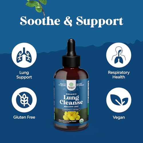Organic Mullein Drops for Lung Detox & Breathing Support - 4 Fl Oz