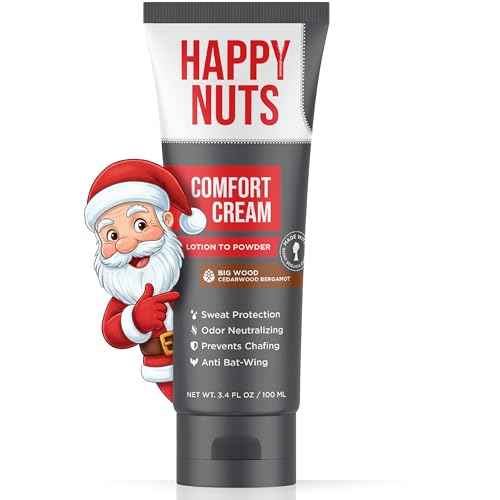 Happy Nuts Comfort Cream Deodorant For Men: Anti-Chafing Sweat Defense, Odor Control, Aluminum-Free Mens Deodorant & Hygiene Products for Men's Private Parts 3.4 Fl Oz (1 Pack), Big Wood
