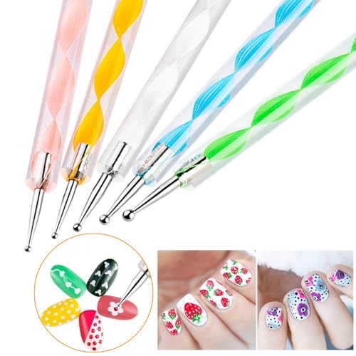 FULINJOY 21Pcs Nail Art Brushes & Dotting Tool Set with Resin Palette