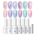 PEACECOLOR Cat Eye Gel Nail Polish Set - 6 Colors Magnetic