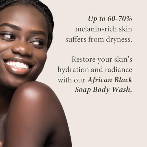 Shea Radiance African Black Soap Body Wash - Dry Skin, Eczema, Rashes, Blemish Cleanser | Lavender Rosemary (16 oz)