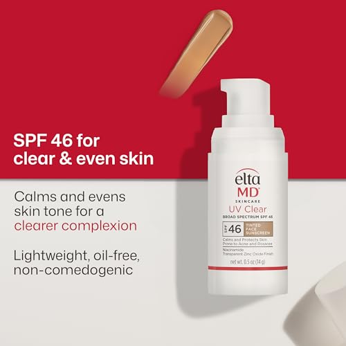EltaMD UV Clear Tinted Sunscreen SPF 46 - 0.5 oz Travel Size, Oil-Free