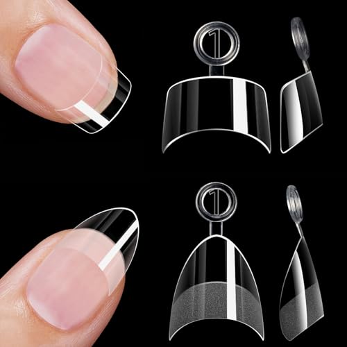 HWHUNO 480Pcs Short Almond & Tapered Square Nail Tips Set for Manicure