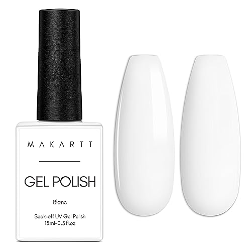 Makartt Gel Nail Polish, 1 Pcs 15ml White Gel Nail Polish For UV LED Light Blanc Gel Polish Soak Off By Acetone For Manicure DIY Nail Art Designs Home Salon