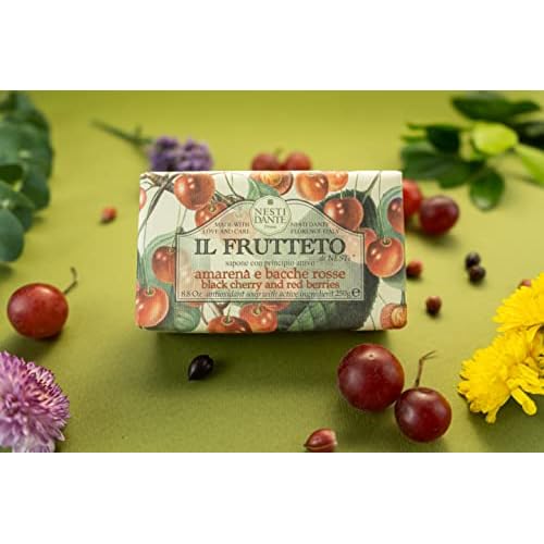 Nesti Dante Soap Bar, Italian Made Triple Milled Bar Soap in Black Cherry, 250 g (Pack of 1)
