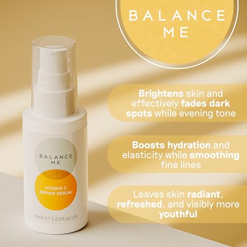 Balance Me Vitamin C Repair Serum, With Hyaluronic Acid, Reduce Age Spots & Hyperpigmentation, Anti-Ageing & Hydrating?Face Serum?? 100% Natural, Vegan & Cruelty Free, Made?in?UK, 1.01 Fl Oz
