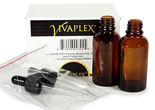 Vivaplex Amber Glass Bottles 4 oz with Droppers 2 Pack